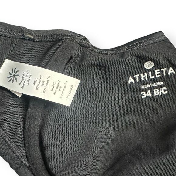 ATHLETA Women’s Black Tara Halter Bra-Sized Twist Bikini Top 34 B/C Style #96486 - Picture 5 of 6